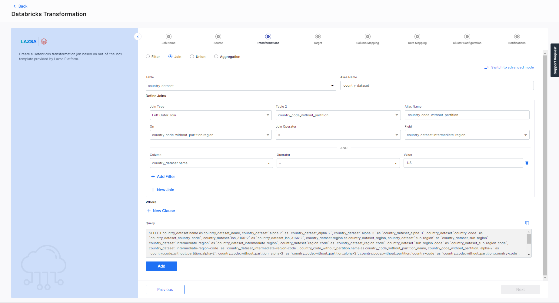 Unity Catalog Data Transformation Join Query